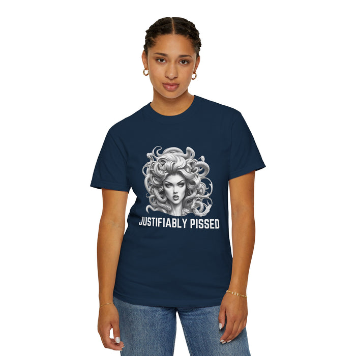 Justifiably Pissed, Medusa T-Shirt, Greek Mythology Tee for Feminist Rage, Female Empowerment, Anti-Trump Tee Shirt, Democracy, Resistance