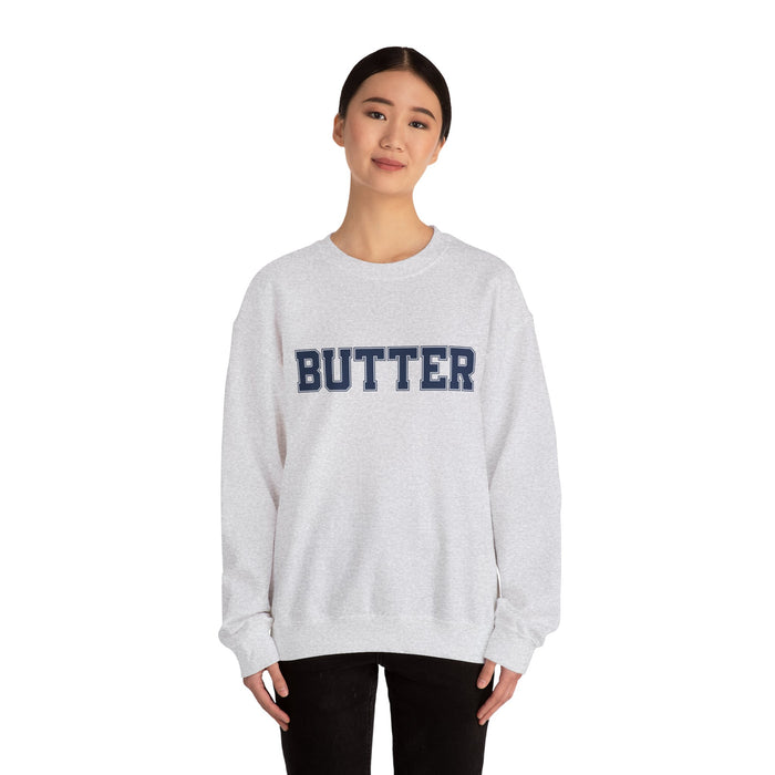 Butter Sweatshirt, College Font, Unisex Crewneck Jumper, Cozy Pullover, Winter Apparel, Comfortable Top, Butter Sweater, College Shirt