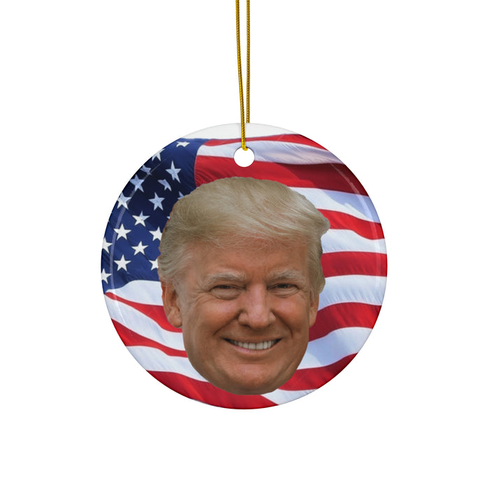 Donald Trump Ornament, American Flag Background, Trump 2024 Win, Republican Conservative Gift, Whitehouse Decor, Trump Supporters, Official