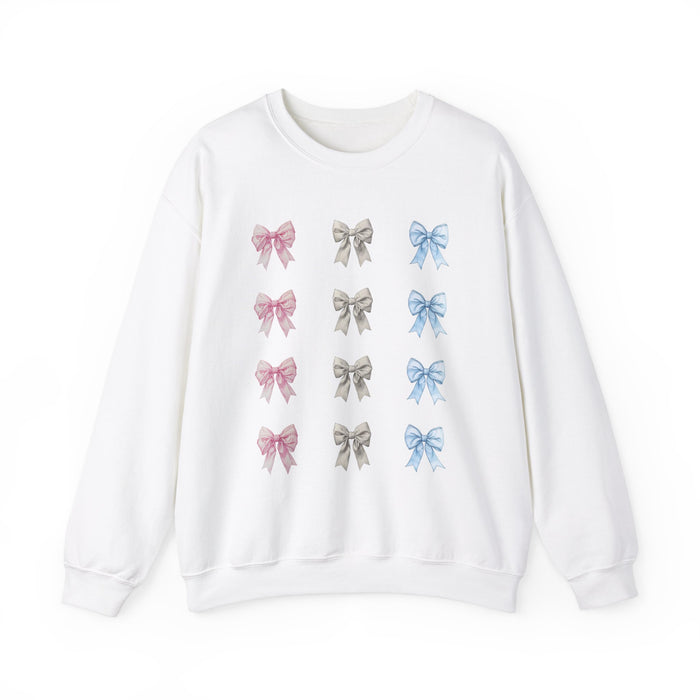 Coquette Bows Sweatshirt for Women & Girls, Cute Ribbon Crewneck Jumper, Pink White Blue Bow Design Top, Adorable Girly Sweatshirt, Casual
