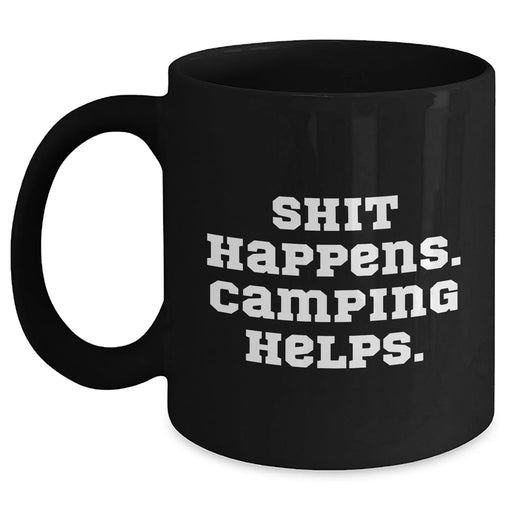 Camping Humor Funny Gifts from Men to Camping Enthusiasts for Father's Day Unique Black Coffee Mug - Main