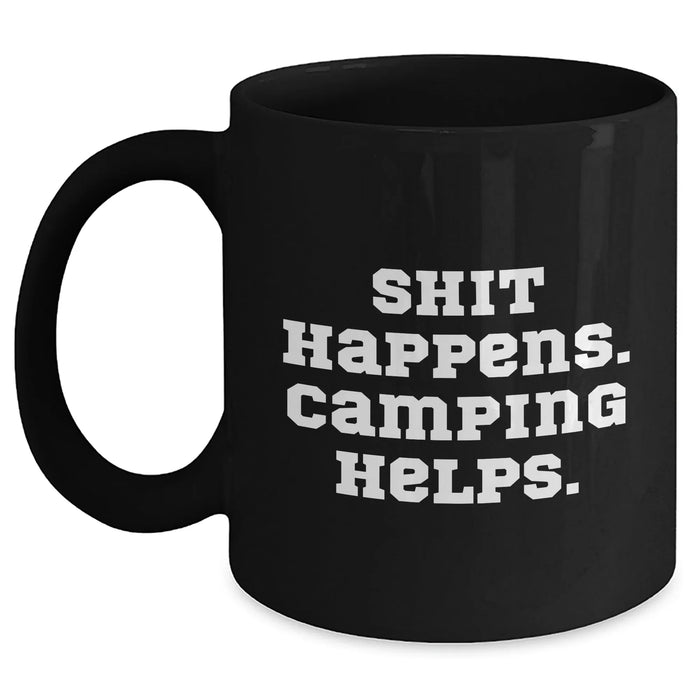 Camping Humor Funny Gifts from Men to Camping Enthusiasts for Father's Day Unique Black Coffee Mug - Main