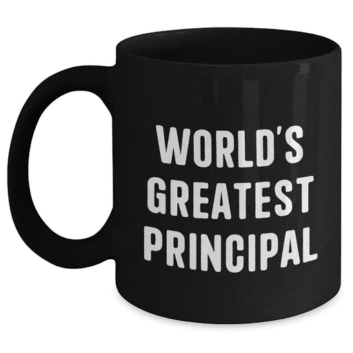 Funny World's Greatest Principal Black Coffee Mug, Gifts from Men, Perfect for Father's Day, Black 11oz or 15oz Ceramic Mug - Main
