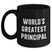 Funny World's Greatest Principal Black Coffee Mug, Gifts from Men, Perfect for Father's Day, Black 11oz or 15oz Ceramic Mug - Main