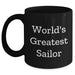 Funny Sailor Gifts from Friends - 'World's Greatest Sailor' Black Coffee Mug, Graduation Unique Gifts, 11oz or 15oz Microwavable, Dishwasher Safe - Main