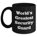 Funny World's Greatest Security Guard Black Coffee Mug, Gifts from Friends to Security Guard on Father's Day - Main