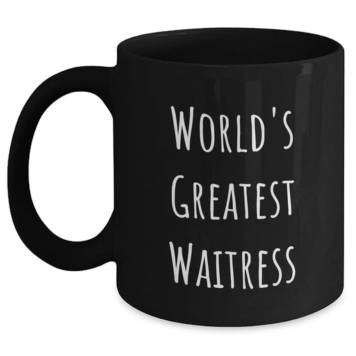 Funny World's Greatest Waitress Gifts for Men from Friends on Father's Day Unique Black Coffee Mug - Main