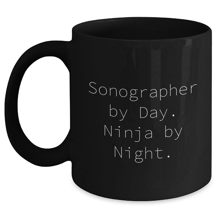 Funny Sonographer Gifts from Friends for Him - Black Coffee Mug - Sonographer By Day. Ninja By Night., Father's Day Unique Gifts - Main
