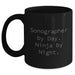 Funny Sonographer Gifts from Friends for Him - Black Coffee Mug - Sonographer By Day. Ninja By Night., Father's Day Unique Gifts - Main