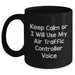 Funny Air Traffic Controller Gifts, Keep Calm Or I Will Use My Air Traffic Controller Voice, Black Coffee Mugs for Men, Gifts from Friends, Father's Day Unique Gifts for Air Traffic Controller - Main
