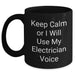 Electrician Humor Gifts from Men, Funny Black Coffee Mugs with Keep Calm, Unique Mother's Day Unique Gifts for Electrician Women - Main