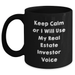 Real Estate Investor Gifts, Funny Black Coffee Mug, 'Keep Calm Or I Will Use My Real Estate Investor Voice', Gifts from Mom, Unique Mother's Day Unique Gifts for Real Estate Investor - Main