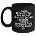Funny Big Sister Gifts, Black Coffee Mug for Dad, 'I Smile... I Laugh...' Quote, Gifts from Men, Unique Father's Day Unique Gifts for Big Sister - Main