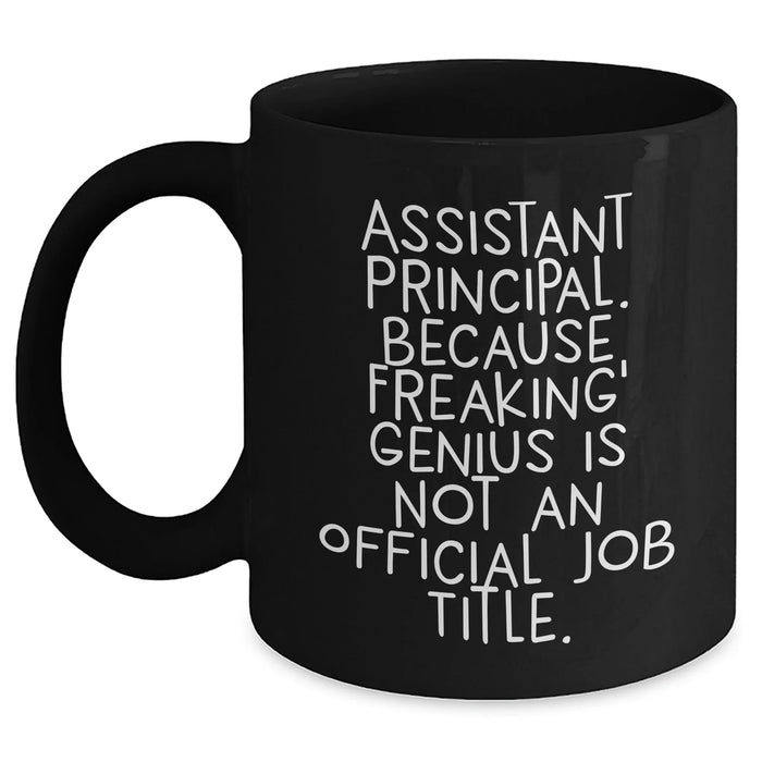 Funny Assistant Principal Gifts, Black Coffee Mug for Men, 'Freaking' genius Quote, Father's Day Unique Gifts from Family and Friends - Main