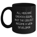 Funny Web Developer Gifts from Family - 'All Men Are Created Equal But The Coolest Become A Web Developer' Black Coffee Mug for Men on Father's Day - Main