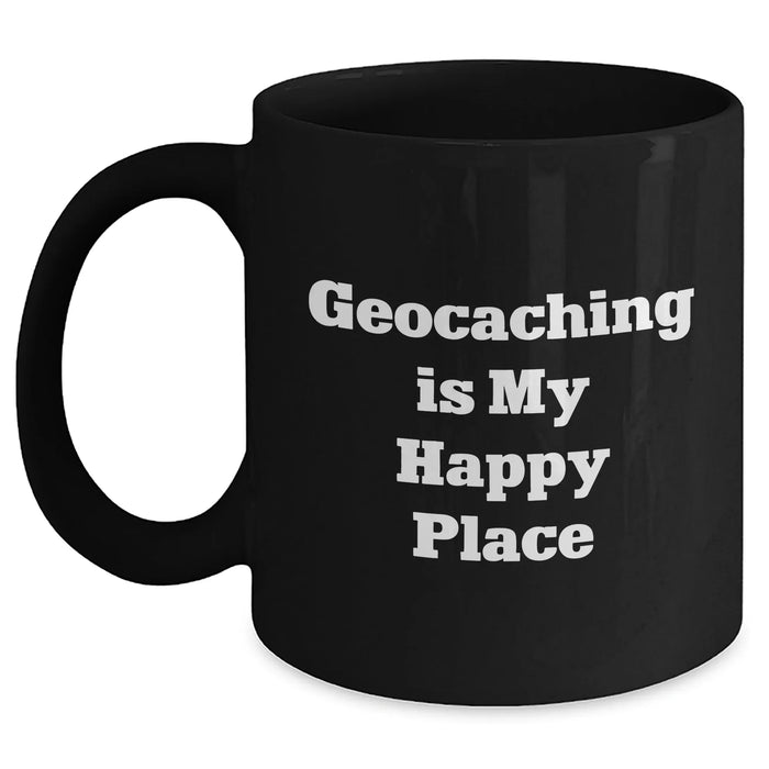 Geocaching Enthusiasts Gifts from Family to Friends, Inspirational Black Coffee Mug - Main