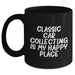 Classic Car Collecting Gifts from Friends, Family, Coworkers - 'Classic Car Collecting Is My Happy Place' Black Coffee Mug for Men, Women, Classic Car Enthusiasts - Graduation Unique Gifts - Main