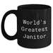 Funny Janitor Gifts, World's Greatest Janitor Black Coffee Mug for Men, Graduation Unique Gifts from Friends - Main