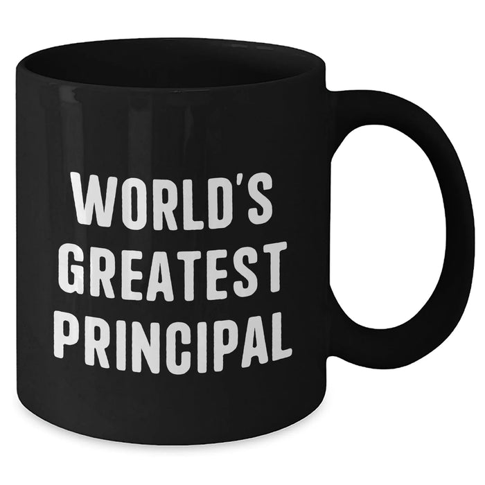 Funny World's Greatest Principal Black Coffee Mug, Gifts from Men, Perfect for Father's Day, Black 11oz or 15oz Ceramic Mug - Additional