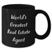 Funny Real Estate Agent Gifts - World's Greatest Real Estate Agent Black Coffee Mug for Dad, Father's Day Unique Gifts from Family, Friends, or Coworkers to Real Estate Agent Men - Additional