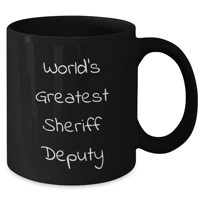 World's Greatest Sheriff Deputy Funny Black Coffee Mug Gifts from Men for Sheriff Deputy Friends and Family - Additional