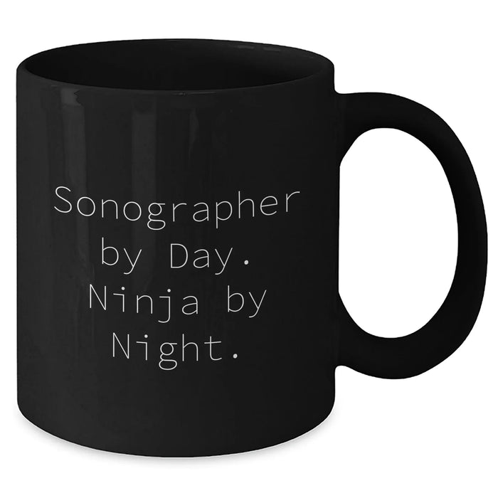 Funny Sonographer Gifts from Friends for Him - Black Coffee Mug - Sonographer By Day. Ninja By Night., Father's Day Unique Gifts - Additional