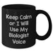 Biologist Gifts for Mom - Keep Calm Or I Will Use My Biologist Voice Black Coffee Mug, Funny Biologist Mother's Day Unique Gift from Friends, Unique Gifts for Biologist Women by Gifts from Men - Additional