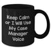 Case Manager Humor Gifts from Men to Friends, Black Coffee Mug for Father's Day, 'Keep Calm Or I Will Use My Case Manager Voice' - Additional