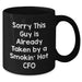 CFO Humor Gifts from Friends, Funny Black Coffee Mugs for Him, Sorry This Guy Is Already Taken By A Smokin' Hot CFO, Father's Day Unique Gifts for Men - Additional