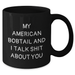 American Bobtail Cat Lovers Funny Black Coffee Mug Gifts from Friends for Father's Day 'Talk Shit About You' Quote - Additional