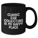 Classic Car Collecting Gifts from Friends, Family, Coworkers - 'Classic Car Collecting Is My Happy Place' Black Coffee Mug for Men, Women, Classic Car Enthusiasts - Graduation Unique Gifts - Additional