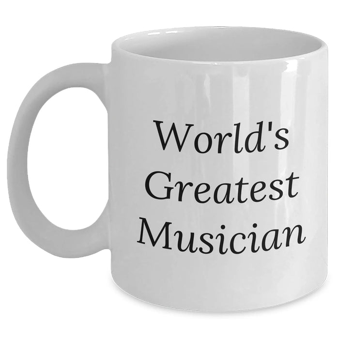 Funny Musician Gifts for Dad - 'World's Greatest Musician' White Coffee Mug, Gifts from Family for Musician, 11oz or 15oz - Main