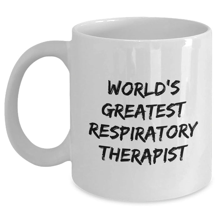 Funny Respiratory Therapist Gifts from Friends for Graduation Unique White Coffee Mugs - 'World's Greatest' Quote, Microwave and Dishwasher Safe - Main