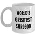 Funny Surgeon Gifts from Family for Mother's Day Unique White Coffee Mugs - 'World's Greatest Surgeon' Quote - Main