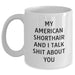Funny American Shorthair Cat Mugs with My American Shorthair And I Talk Shit About You Quote for Men, Gifts from Family, America's Favorite Felines, White Coffee Mugs, Father's Day Unique Gifts - Main