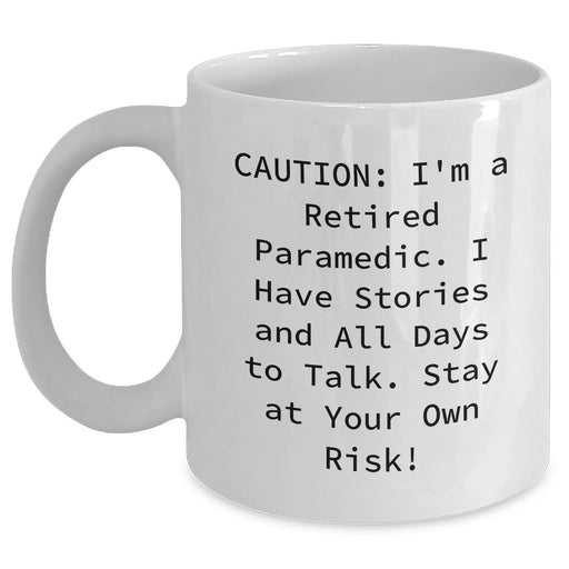 Funny Rescue Worker Gifts for Men from Retired Rescue Workers - Stay At Your Own Risk! White Coffee Mugs, Perfect Graduation Gifts for Rescue Worker Friends - Main