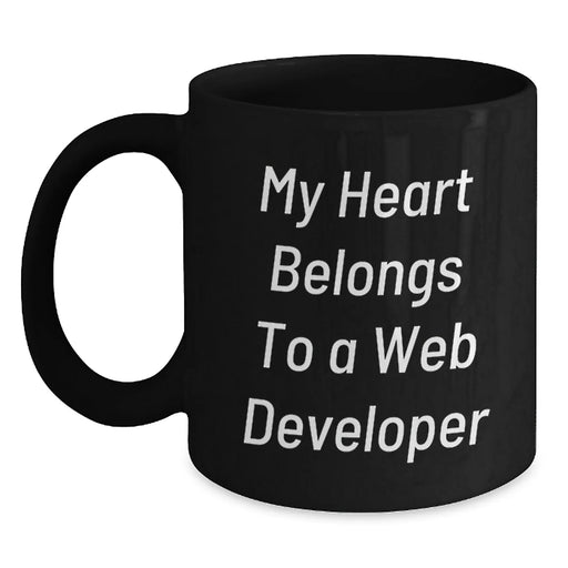 Funny Web Developer Gifts from Men for Web Developer Friends Black Coffee Mug My Heart Belongs To A Web Developer Birthday Unique Gifts - Main