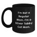 Funny Silver Tabby Cat Mom, Gifts from Friends for Christmas Unique Mugs, Silver Tabby Cat Enthusiast Black Coffee Mug, Silver Tabby Cat Lover - Main