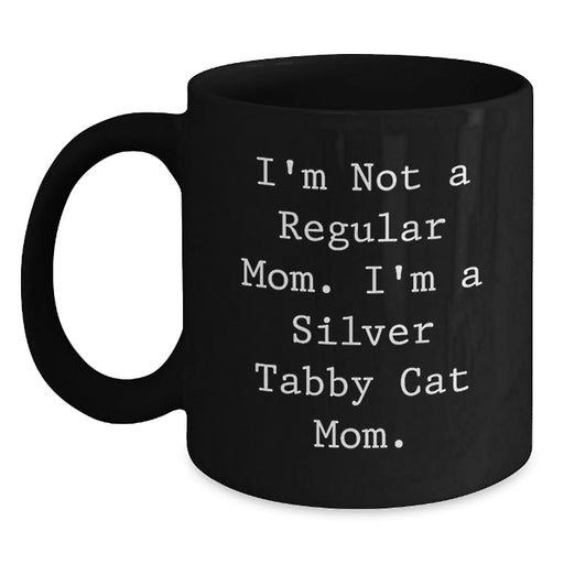 Funny Silver Tabby Cat Mom Gifts for Friends, Gifts from Family, Unique Christmas Unique Gifts for Silver Tabby Cat Lovers, Black Coffee Mug - Main
