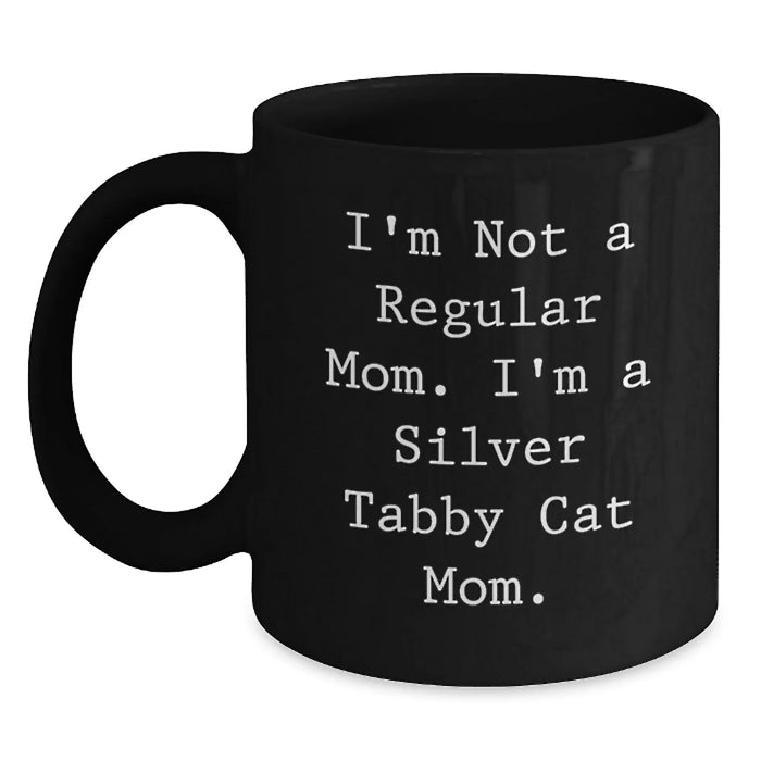 Funny Silver Tabby Cat Mom Gifts for Friends, Gifts from Family, Unique Christmas Unique Gifts for Silver Tabby Cat Lovers, Black Coffee Mug - Main