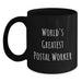 Funny Quote Gifts for Postal Worker - Black Coffee Mug - World's Greatest Postal Worker - Christmas Unique Gifts from Friends to Coworkers - Main