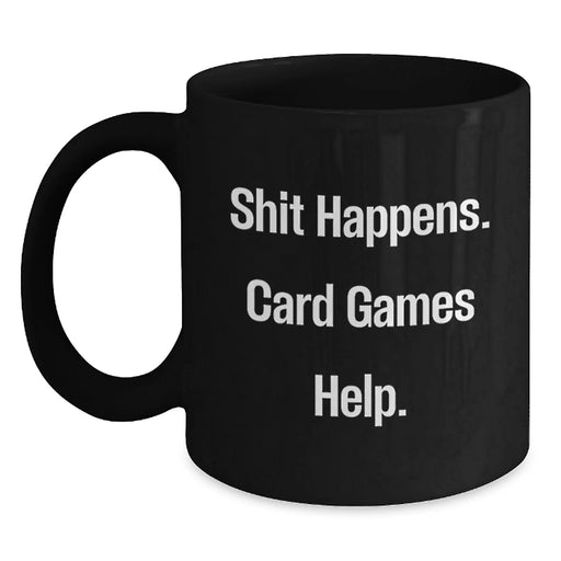 Funny Card Games Gift for Card Game Enthusiasts, Black Coffee Mug, Gifts from Friends for Men, Women, Black 11oz 15oz Ceramic - Main