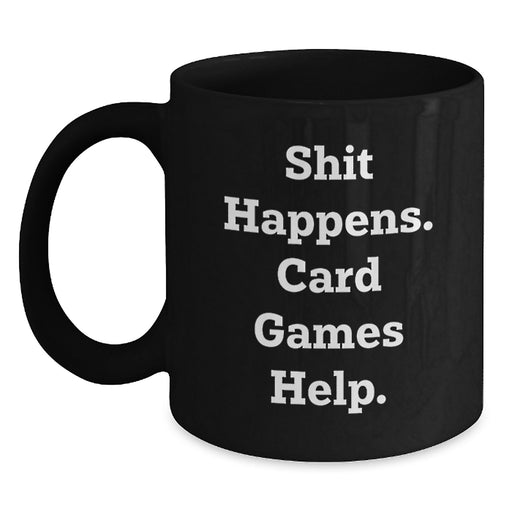 Funny Card Games Gifts for Men and Women, Black Coffee Mug Christmas Unique Ideas from Friends to Coworkers or Family - Main