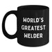 Funny Welder Gifts from Friends, World's Greatest Welder Quote on Black Coffee Mug for Birthday, 11oz or 15oz, Microwave and Dishwasher Safe - Main