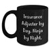Funny Insurance Adjuster Gifts for Men, Women, Friends, and Family - Black Coffee Mug, Insurance Adjuster By Day. Ninja By Night. - Main