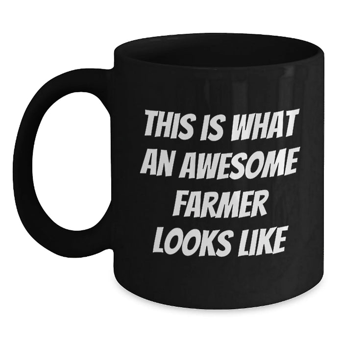 Funny Farmer Gifts - Black Coffee Mug for Awesome Farmer - Gifts from Friends to Farmer on Birthday - Main