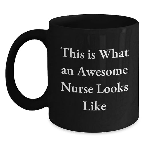 Funny Nurse Gifts from Women, Awesome Nurse Christmas Unique Gifts, Black Coffee Mugs with 'This Is What An Awesome Nurse Looks Like' Quote, Perfect for Nurses, Friends, Family, Coworkers - Main