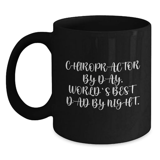 Funny Chiropractor Gifts, Black Coffee Mugs for Christmas, Chiropractor By Day, World's Best Dad By Night. - Main
