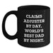 Claims Adjuster Gifts from Family - Funny Black Coffee Mugs for World's Best Dad By Night - Christmas Unique Mugs for Claims Adjusters By Day - Main