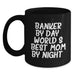 Banker Humor Gifts from Mom to World's Best Banker By Day, 11oz or 15oz Black Coffee Mug for Graduation - Main